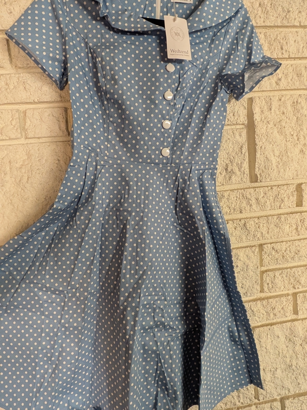 Womens' S Blue Polka Dot Lindy Dress